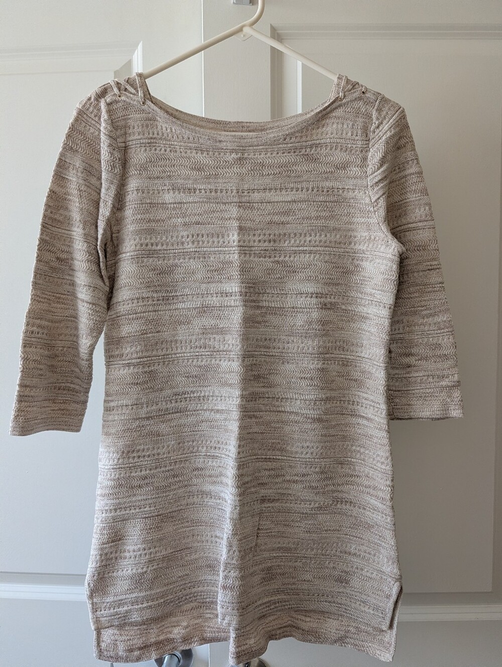 White House Black Market Women’s Textured Knit Tunic Sweater - Cream